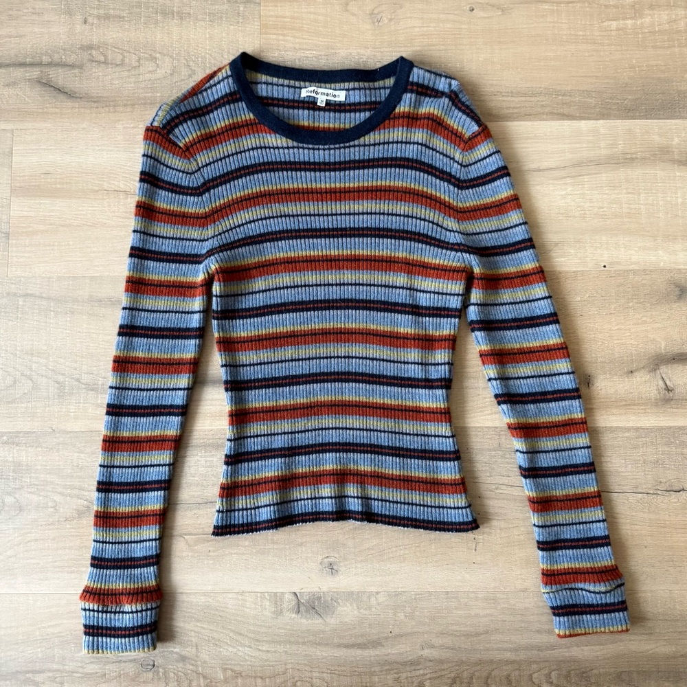 Reformation Multicolor Striped Ribbed Crewneck Sweater - Picture 3 of 4